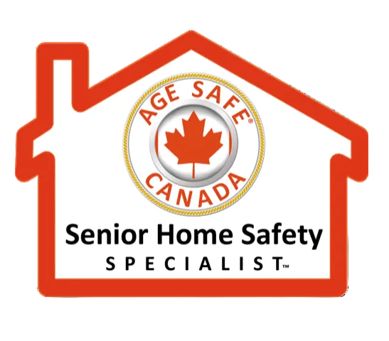 Logo for Age Safe Canada Senior Home Safety Specialist with a red house outline.