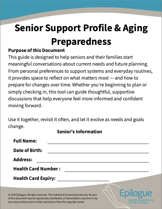 Senior Support Profile & Aging Preparedness Resource