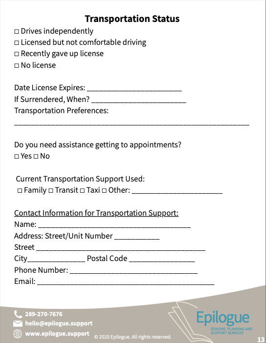 Senior Support Profile & Aging Preparedness Resource